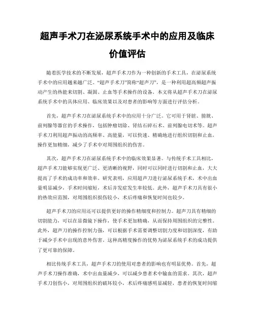 超声手术刀在泌尿系统手术中的应用及临床价值评估