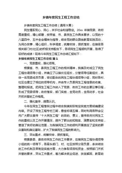 乡镇年度民生工程工作总结