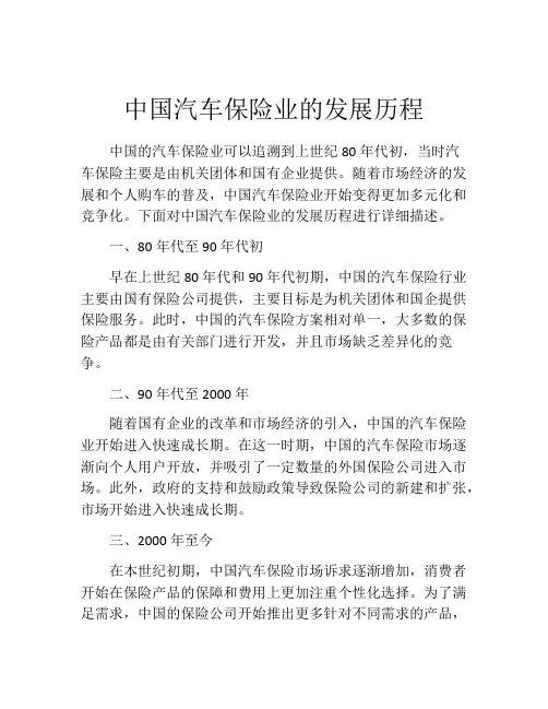 中国汽车保险业的发展历程