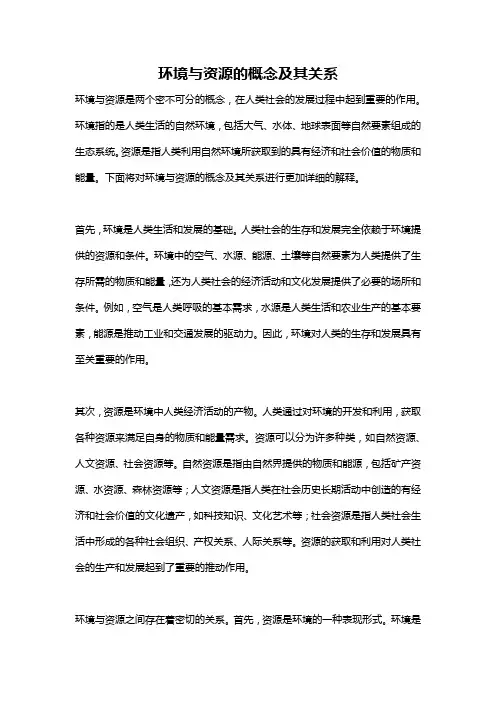 环境与资源的概念及其关系
