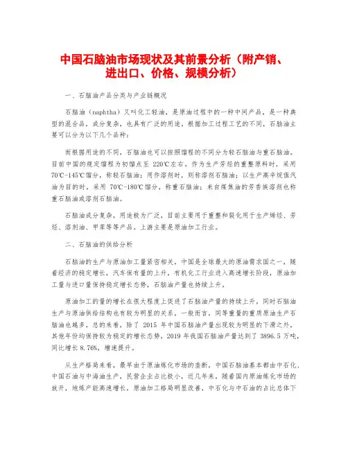 中国石脑油市场现状及其前景分析(附产销、进出口、价格、规模分析)