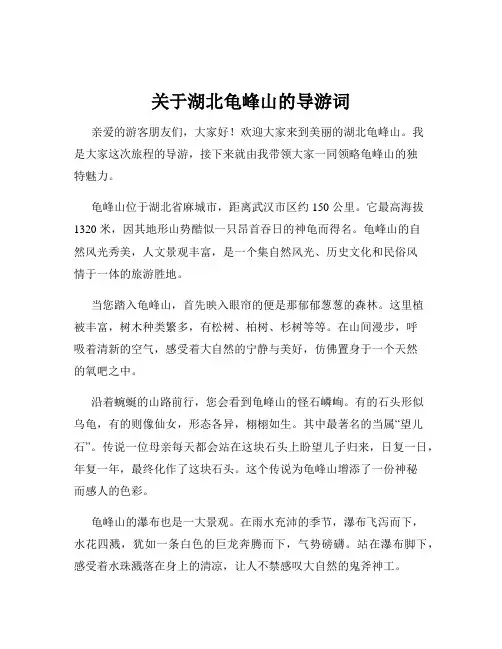 关于湖北龟峰山的导游词