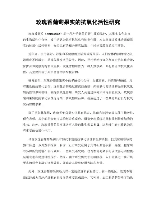 玫瑰香葡萄果实的抗氧化活性研究