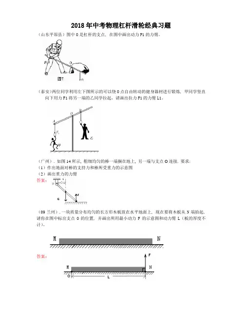 2018年中考物理杠杆滑轮经典习题
