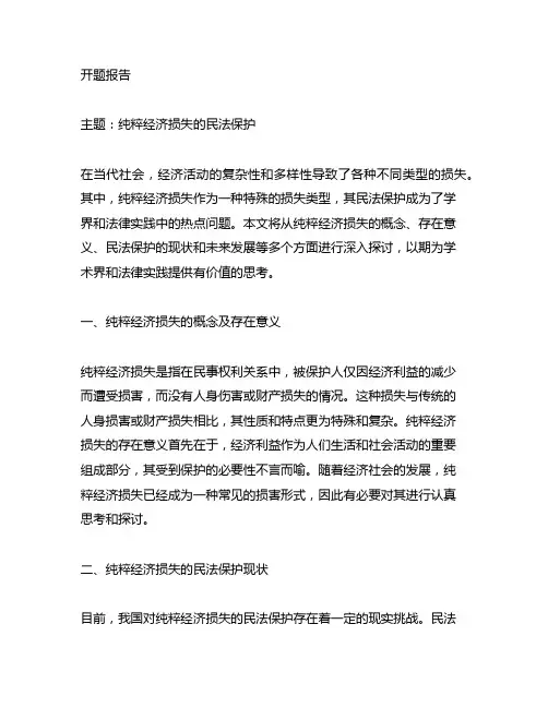 纯粹经济损失的民法保护开题报告