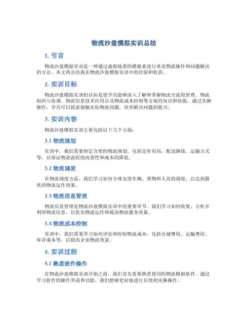 物流沙盘模拟实训总结