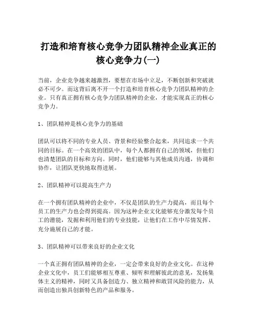 打造和培育核心竞争力团队精神企业真正的核心竞争力(一)