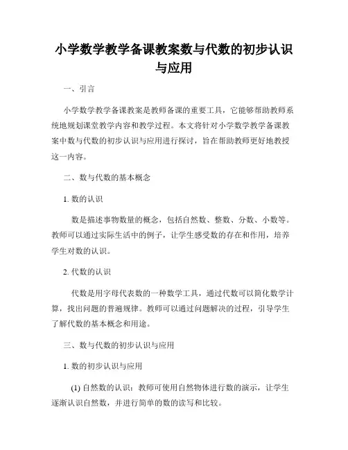 小学数学教学备课教案数与代数的初步认识与应用