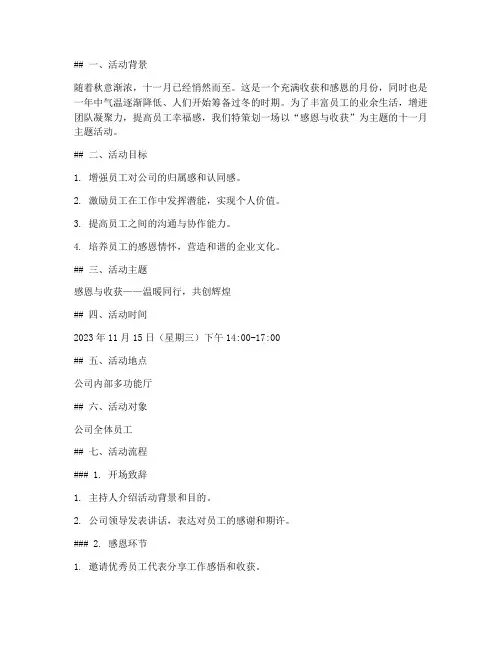 十一月主题活动方案策划