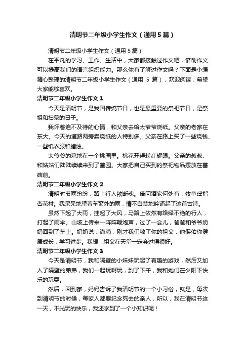 清明节二年级小学生作文（通用5篇）