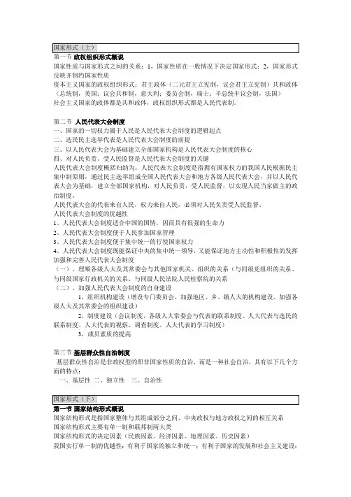 宪法考试重点提纲