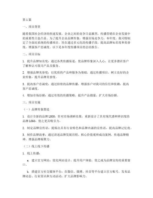 年度传播项目总结范文(3篇)