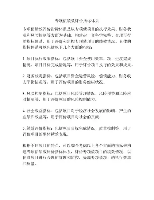 专项债绩效评价指标体系