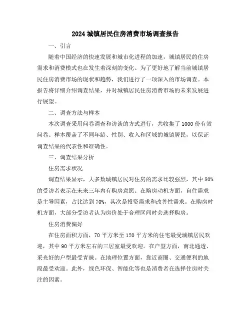 2024城镇居民住房消费市场调查报告