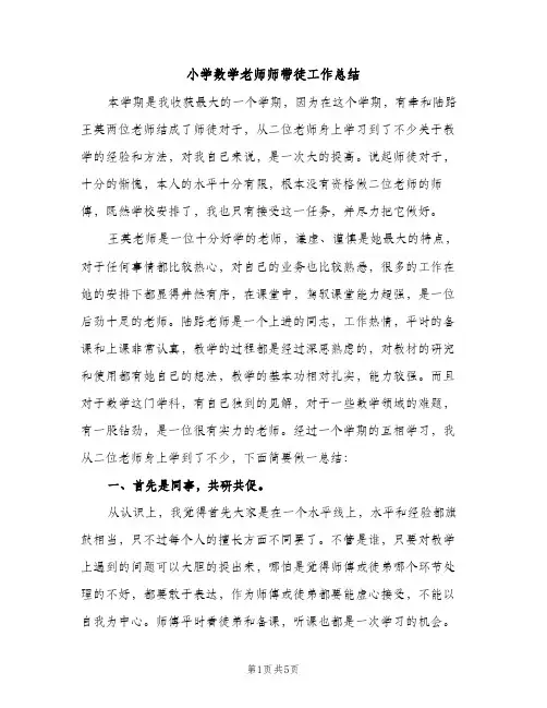 小学数学老师师带徒工作总结（2篇）