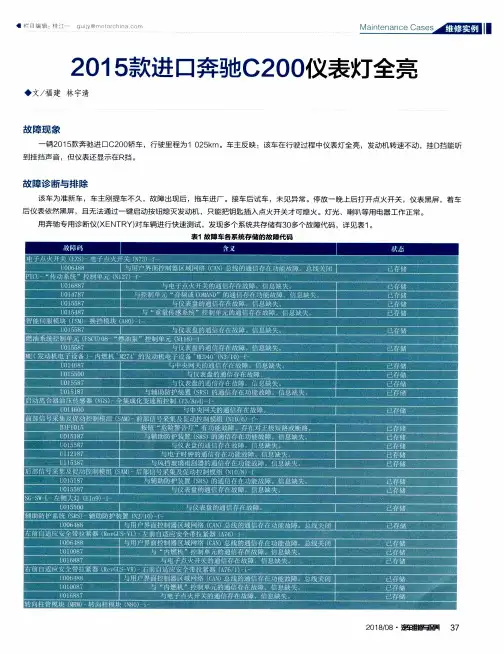 2015款进口奔驰C200仪表灯全亮