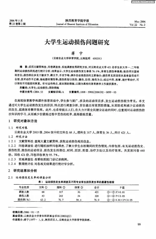 大学生运动损伤问题研究