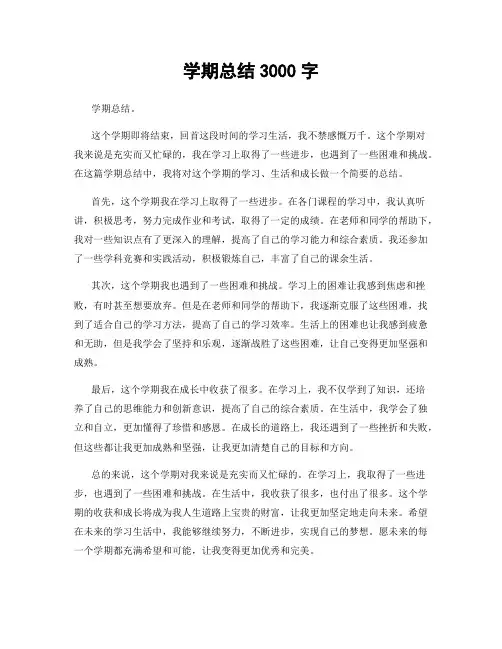 学期总结3000字