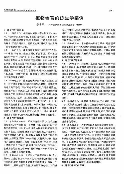植物器官的仿生学案例