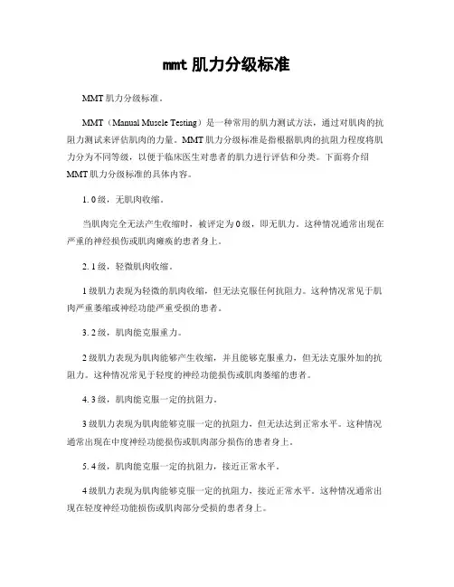 mmt肌力分级标准