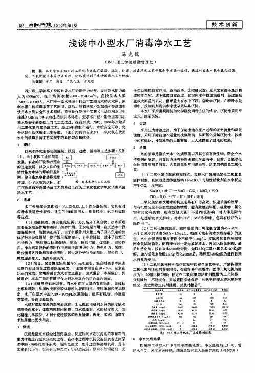 浅谈中小型水厂消毒净水工艺
