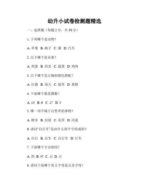 幼升小试卷检测题精选