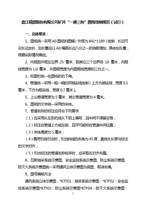 矿井通风图纸绘制及管理规范(试行)定稿