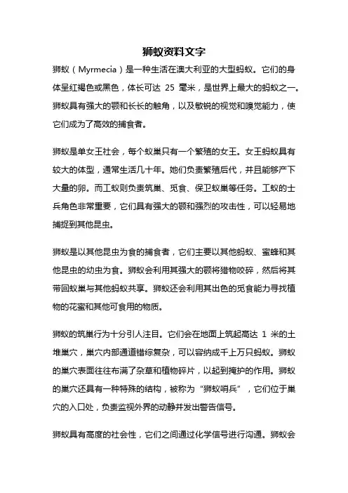 狮蚁资料文字