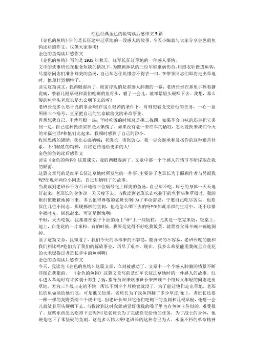 红色经典金色的鱼钩读后感作文5篇