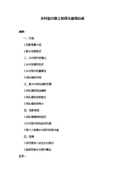 乡村振兴路上的领头雁观后感