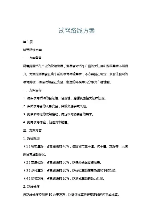试驾路线方案