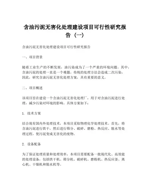 含油污泥无害化处理建设项目可行性研究报告 (一)