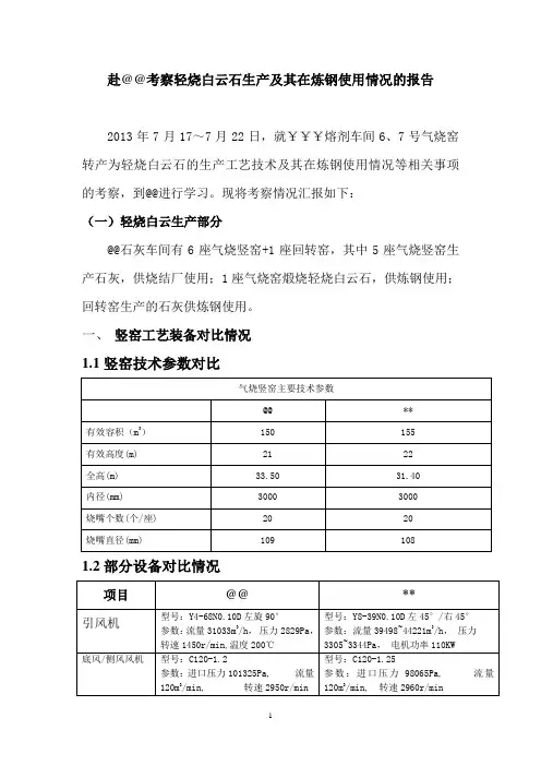 轻烧白云石在炼钢使用情况