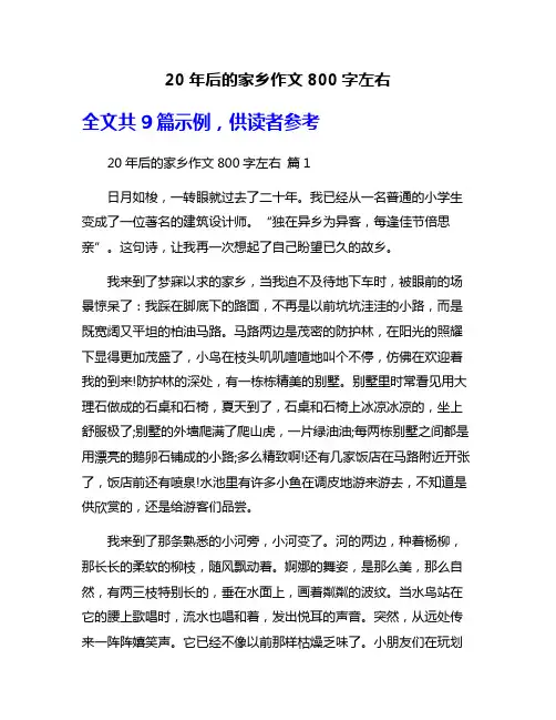 20年后的家乡作文800字左右