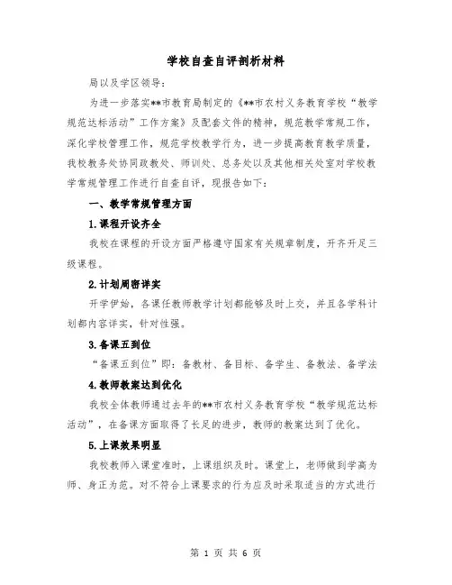 学校自查自评剖析材料（2篇）