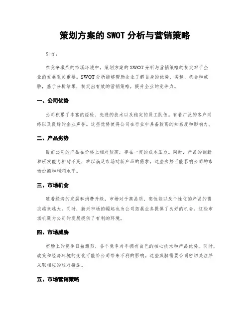 策划方案的SWOT分析与营销策略