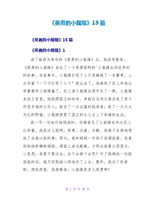《勇敢的小裁缝》读后感15篇