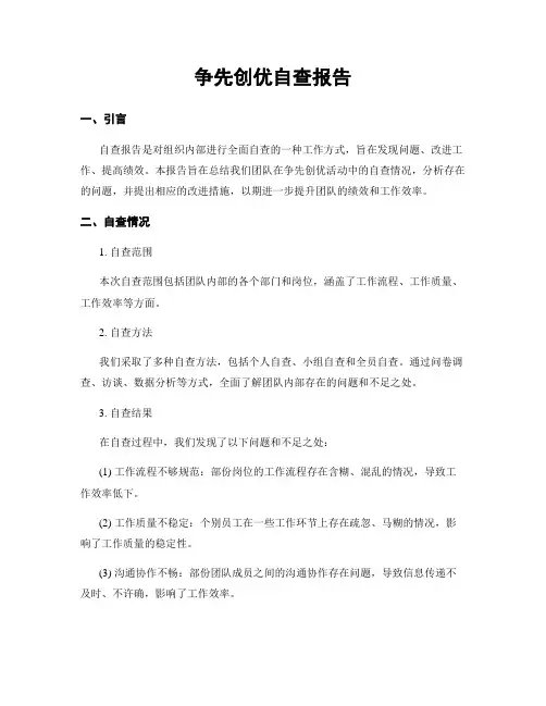 争先创优自查报告