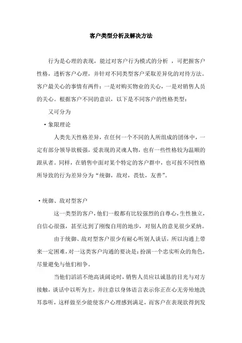 房地产销售客户类型分析及解决方法 2