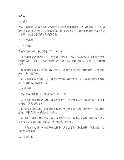 新警教学实践个人总结(3篇)