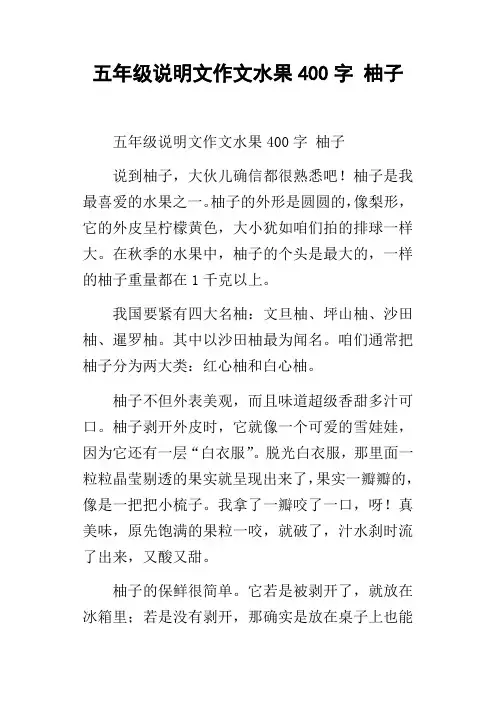五年级说明文作文水果400字柚子
