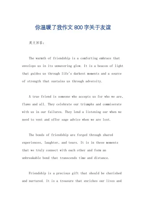 你温暖了我作文800字关于友谊