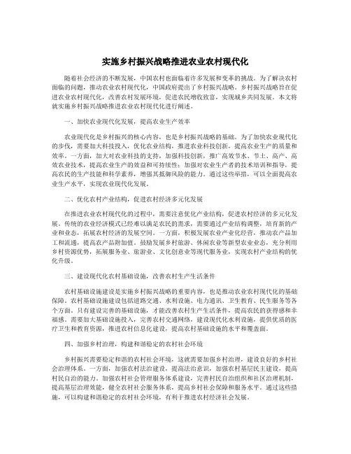 实施乡村振兴战略推进农业农村现代化
