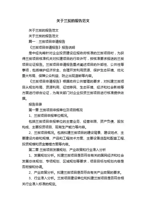 关于兰炭的报告范文