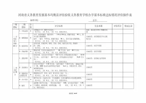 河南省义务教育发展基本均衡县评估验收义务教育学校办学基本标准达标情况评估操作表