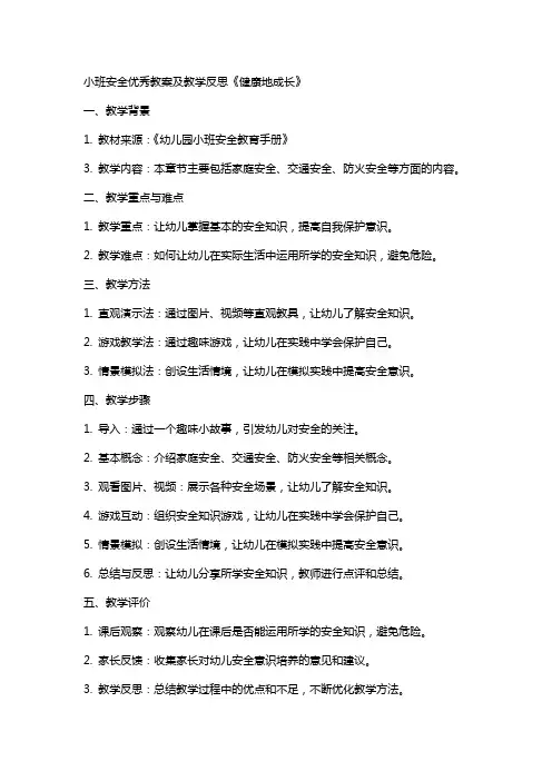 小班安全教案及教学反思《健康地成长》