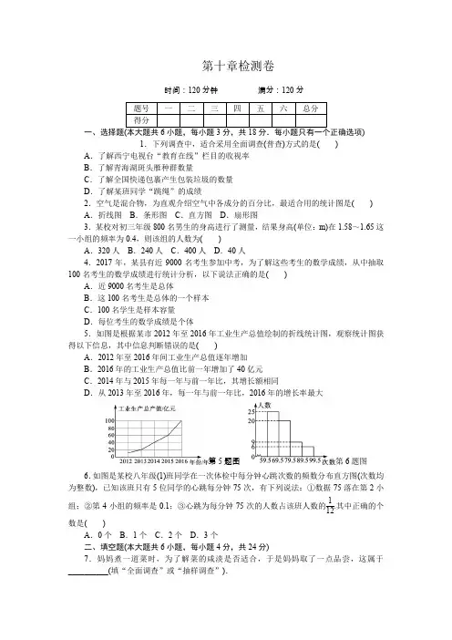 最新精选人教版七年级数学下册第十章检测卷(含答案解析)