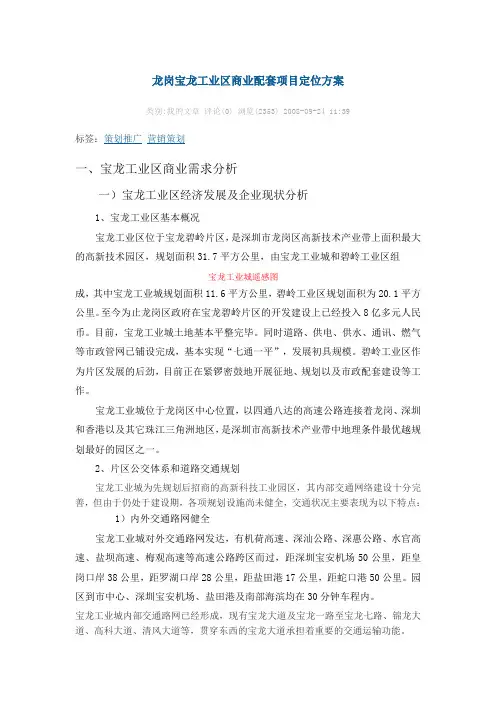 工业区商业配套项目定位方案