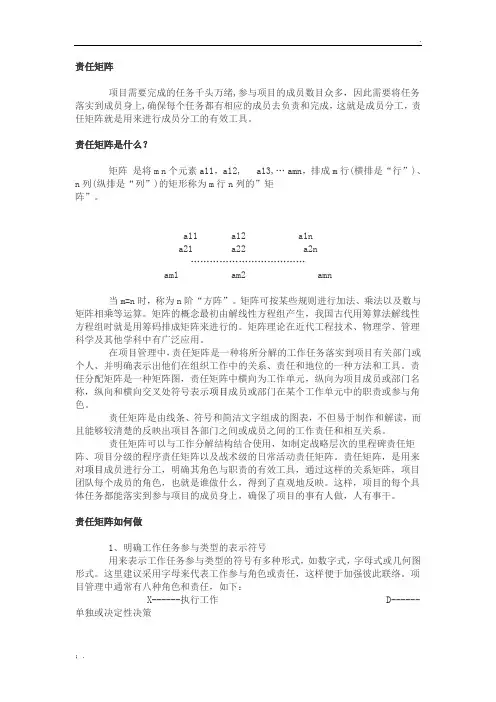 项目管理责任矩阵