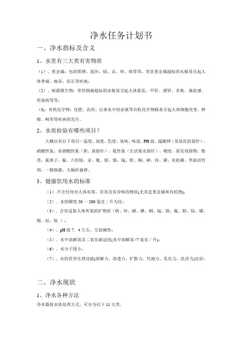 净水任务计划书